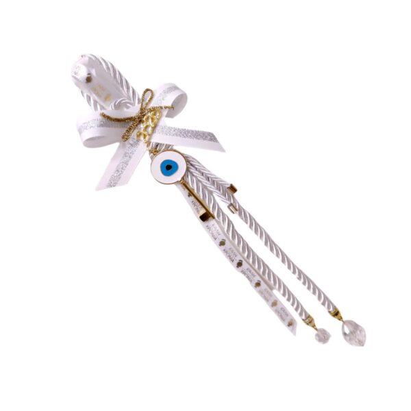 Χειροποίητο γούρι 2026 με μεταλλικό κλειδί, σμάλτο προστασίας και φιόγκο