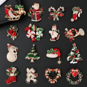 Χριστουγεννιάτικη καρφίτσα πέτου με στρας