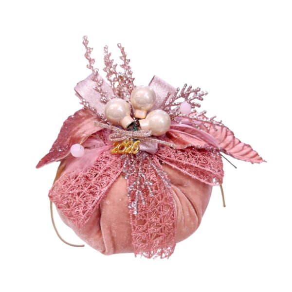 Χειροποίητη Διακοσμητική Κολοκύθα 2026 Rose Pearl Ροζ Βελούδο Avenue Fashion