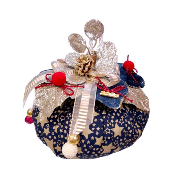 cheiropoiiti-diakosmitiki-kolokytha-2026-midnight-star Χειροποίητη Διακοσμητική Κολοκύθα 2026 Midnight Star Μπλε Χρυσό Avenue Fashion