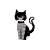 Καρφίτσα plexiglass με γάτα σε ασπρόμαυρο ριγέ σχέδιο.