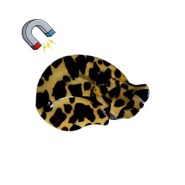 Καρφίτσα-μαγνήτης plexiglass σε σχήμα αλεπου με leopard σχέδιο.