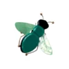 Καρφίτσα plexiglass μέλισσα με πράσινα πετράδια και περλέ φτερά.