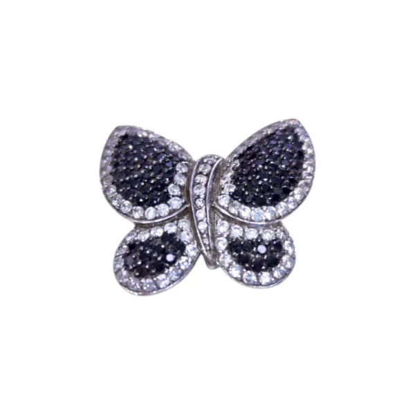 karfitsa-petalouda-asimi-925-zircon Καρφίτσα Πεταλούδα Ασήμι 925 Midnight Butterfly