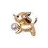 Καρφίτσα Σκυλάκι Golden Puppy με χρυσό μέταλλο και πέρλα