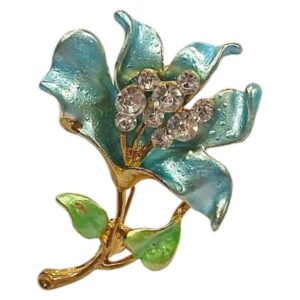 Καρφίτσα Λουλούδι Azure Blossom με γαλάζιο σμάλτο και κρύσταλλα