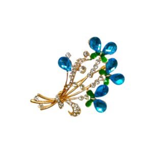 Καρφιτσα Στρας 5 Καρφίτσα-μπουκέτο με μπλε πέτρες και στρας – φρέσκια πολυτέλεια με φυσική αρμονία.