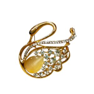 Καρφιτσα Στρας 7 Χρυσός Κύκνος με Καρφί Στρας – Αριστοκρατική Καρφίτσα