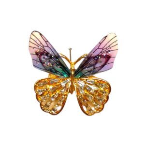 Καρφιτσα Στρας 9 Καρφίτσα-πεταλούδα με πολύχρωμα φτερά και κρύσταλλα – μαγική πολυτέλεια με παιχνιδιάρικη κομψότητα.