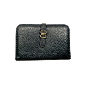 Γυναικείο Πορτοφόλι Bag to Bag σε μαύρο χρώμα με ανάγλυφη δερμάτινη υφή και χρυσές λεπτομέρειες.