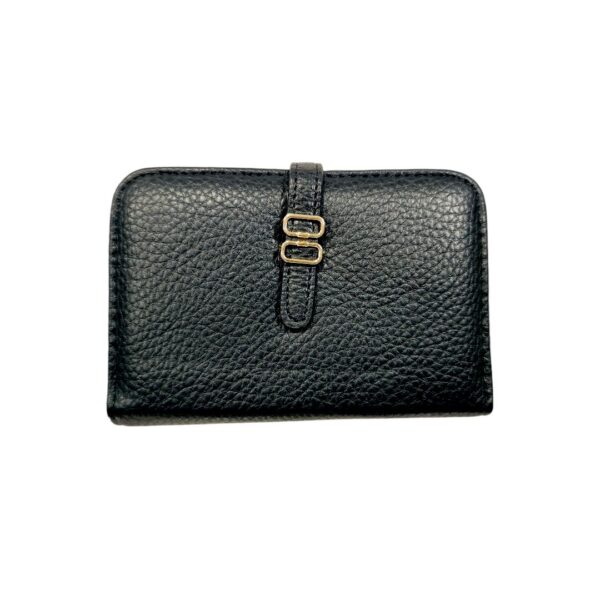 Γυναικείο Πορτοφόλι Bag to Bag σε μαύρο χρώμα με ανάγλυφη δερμάτινη υφή και χρυσές λεπτομέρειες.