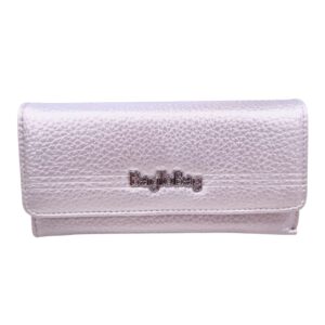 Γυναικείο Πορτοφόλι Bag to Bag σε ασημί χρώμα με metallic ανάγλυφη υφή και ασημένιο λογότυπο.