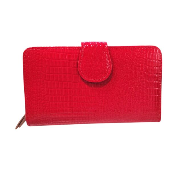 Γυναικείο Δερμάτινο Πορτοφόλι Croco κόκκινο με 3 θέσεις Avenue Fashion