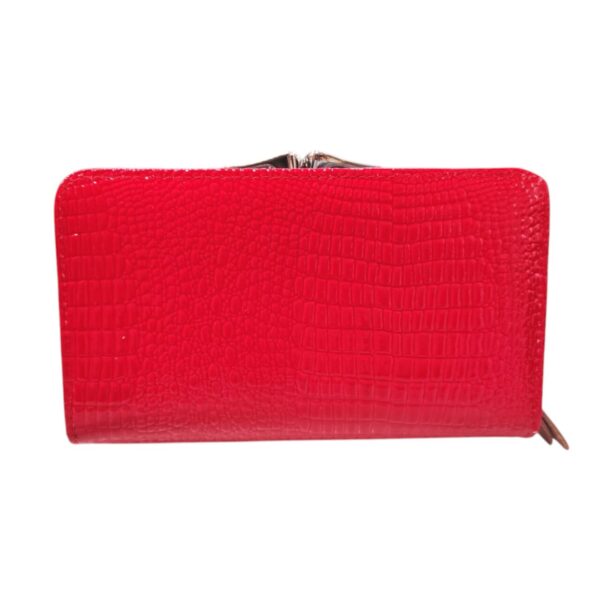 Γυναικείο Δερμάτινο Πορτοφόλι Croco κόκκινο με 3 θέσεις Avenue Fashion