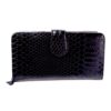 Γυναικείο Δερμάτινο Πορτοφόλι Snake μαύρο λουστρίνι με 2 θέσεις Avenue Fashion