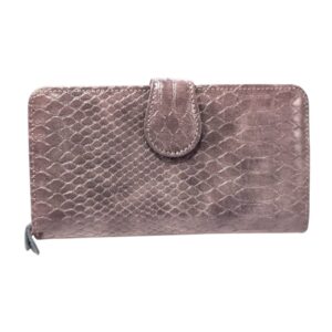 Γυναικείο Δερμάτινο Πορτοφόλι Snake taupe με 2 θέσεις και φερμουάρ Avenue Fashion
