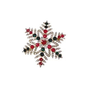 Χριστουγεννιάτικη καρφίτσα νιφάδα με πολύχρωμα στρας