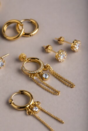 ατσάλινα σκουλαρίκια χρυσά