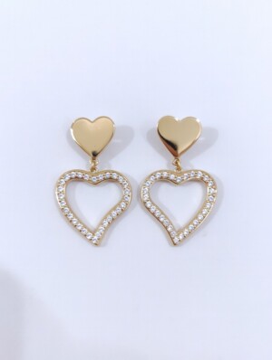 Ατσάλινα Χρυσά Σκουλαρίκια Καρδιά Avenue Fashion Gold Jewelry