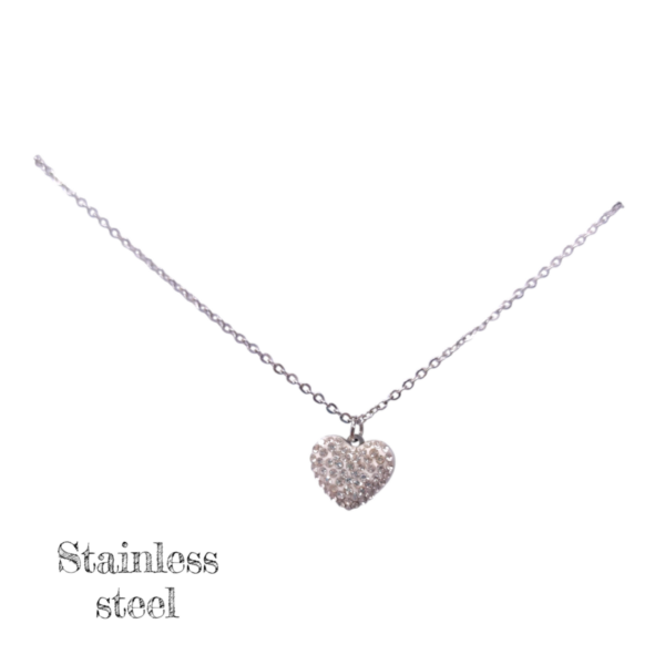 Ασημί ατσάλινο κολιέ καρδιά "Silver Sparkle Heart" με Στρας |