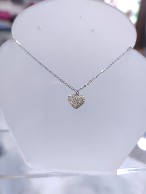 Ασημί ατσάλινο κολιέ καρδιά "Silver Sparkle Heart" με Στρας |