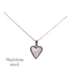 Ασημί ατσάλινο κολιέ καρδιά με κρύσταλλο "Crystal Reflection"
