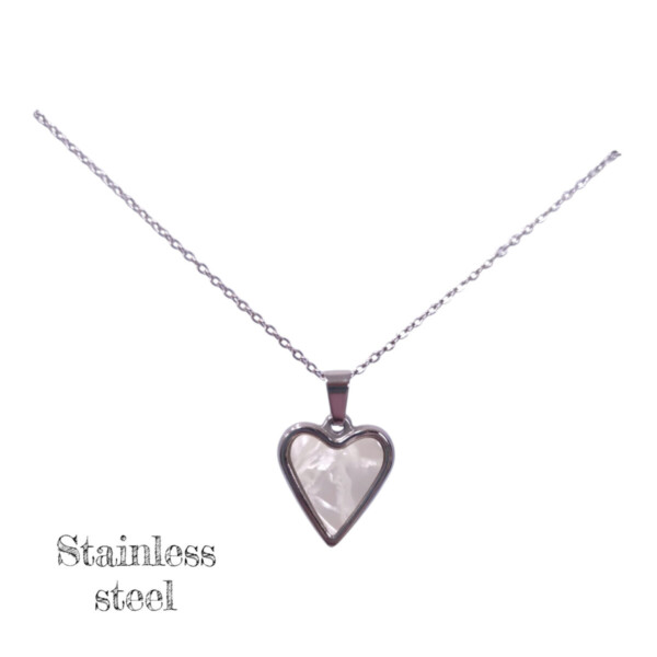Ασημί ατσάλινο κολιέ καρδιά με κρύσταλλο "Crystal Reflection"