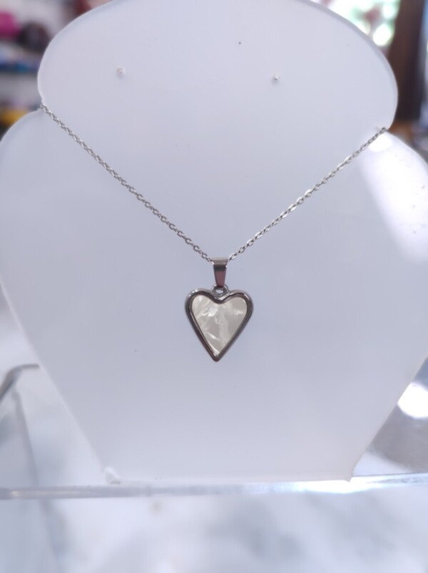 Ασημί ατσάλινο κολιέ καρδιά με κρύσταλλο "Crystal Reflection"