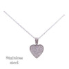 Eternal Shine: Ασημί Ατσάλινο Κολιέ Καρδιά με Pavé Ζιργκόν