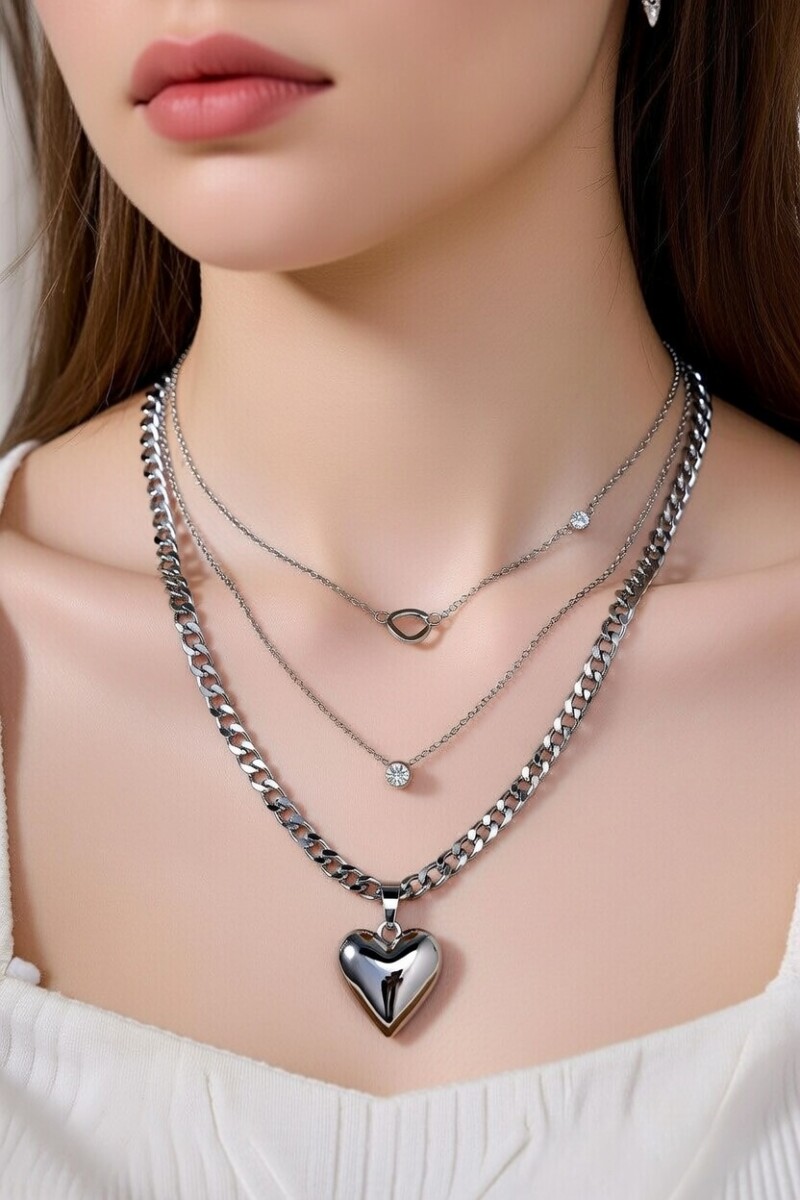 Ασημί Ατσάλινα Κολιέ