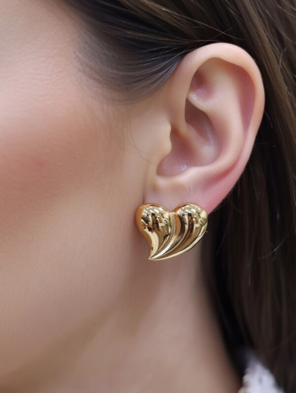 σκουλαρίκια ατσάλινα καρδιά χρυσά