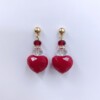 Σκουλαρίκια Red Crystal Heart Glamour Χρυσά με Κόκκινη Καρδιά