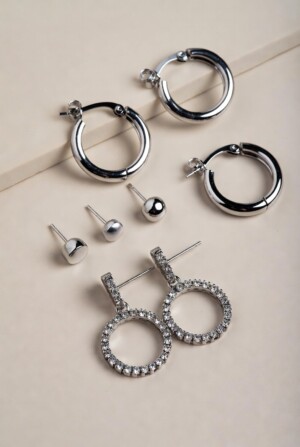 ατσάλινα σκουλαρίκια ασημί