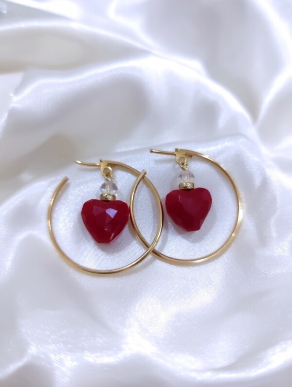 Χειροποίητα Σκουλαρίκια Κρίκοι Golden Heart Avenue Fashion Αθήνα Καλλιθέα