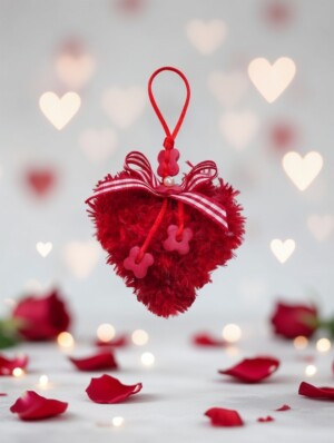 Λούτρινη Καρδιά χειροποίητη κόκκινη με πέρλα και charms Avenue Fashion Αθήνα Καλλιθέα