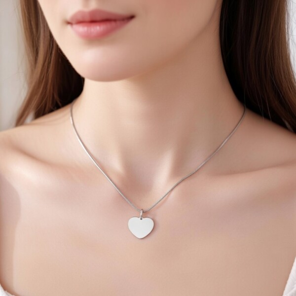 Ασημί Ατσάλινο Κολιέ Eternal Heart Minimal με Λεία Επιφάνεια