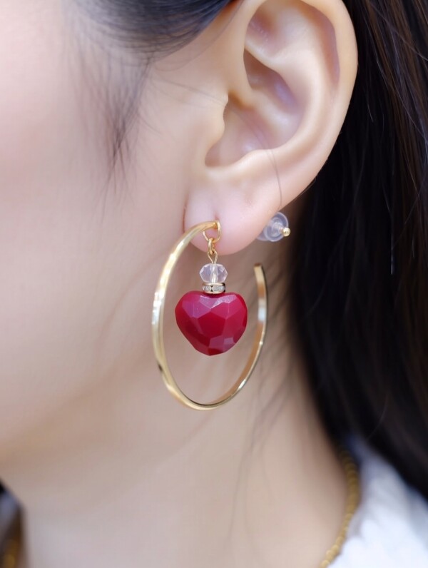 Χειροποίητα Σκουλαρίκια Κρίκοι Golden Heart Avenue Fashion Αθήνα Καλλιθέα