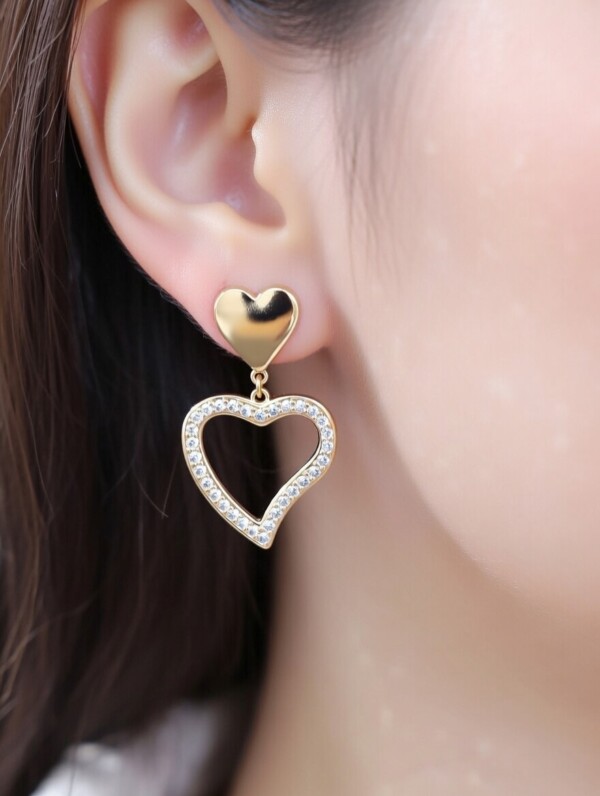 Ατσάλινα Χρυσά Σκουλαρίκια Καρδιά Avenue Fashion Gold Jewelry