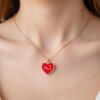 Χρυσό Ατσάλινο Κολιέ Mama με Κόκκινη Καρδιά Σμάλτο