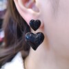 Ατσάλινα Σκουλαρίκια Αθήνα Καλλιθέα Avenue Fashion τρισδιάστατες μαύρες καρδιές.