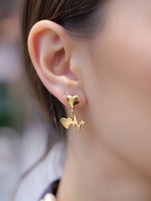 σκουλαρίκια ατσάλινα καρδιά EKG