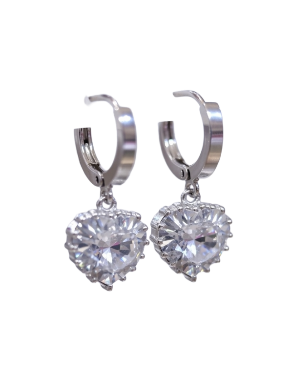 Ατσάλινα Σκουλαρίκια με Καρδιά Ζιργκόν Avenue Fashion