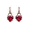 Σκουλαρίκια Scarlet Royale Heart χρυσά ατσάλινα με κόκκινο κρύσταλλο και ζιργκόν