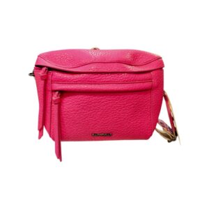 Τσάντα χιαστί Bag to Bag φούξια τύπου μπανάνα με ανάγλυφη υφή και υφαντό ιμάντα