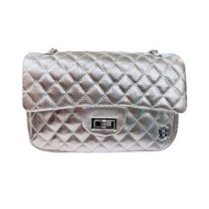 Ασημί καπιτονέ τσάντα με αλυσίδα Bag to Bag από την Avenue Fashion