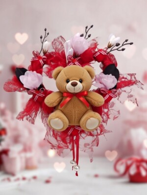 Λούτρινα Αρκουδάκια για τον Άγιο Βαλεντίνο με κόκκινη καρδιά Avenue Fashion Αθήνα Καλλιθέα